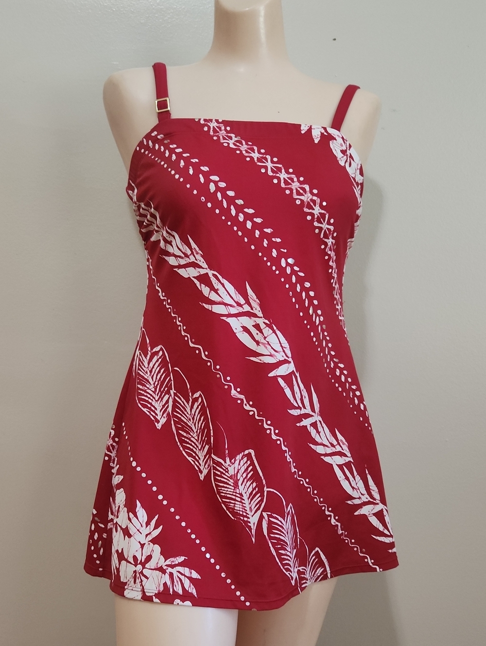 Jantzen Red and White Floral Swimsiut Wommes's 10